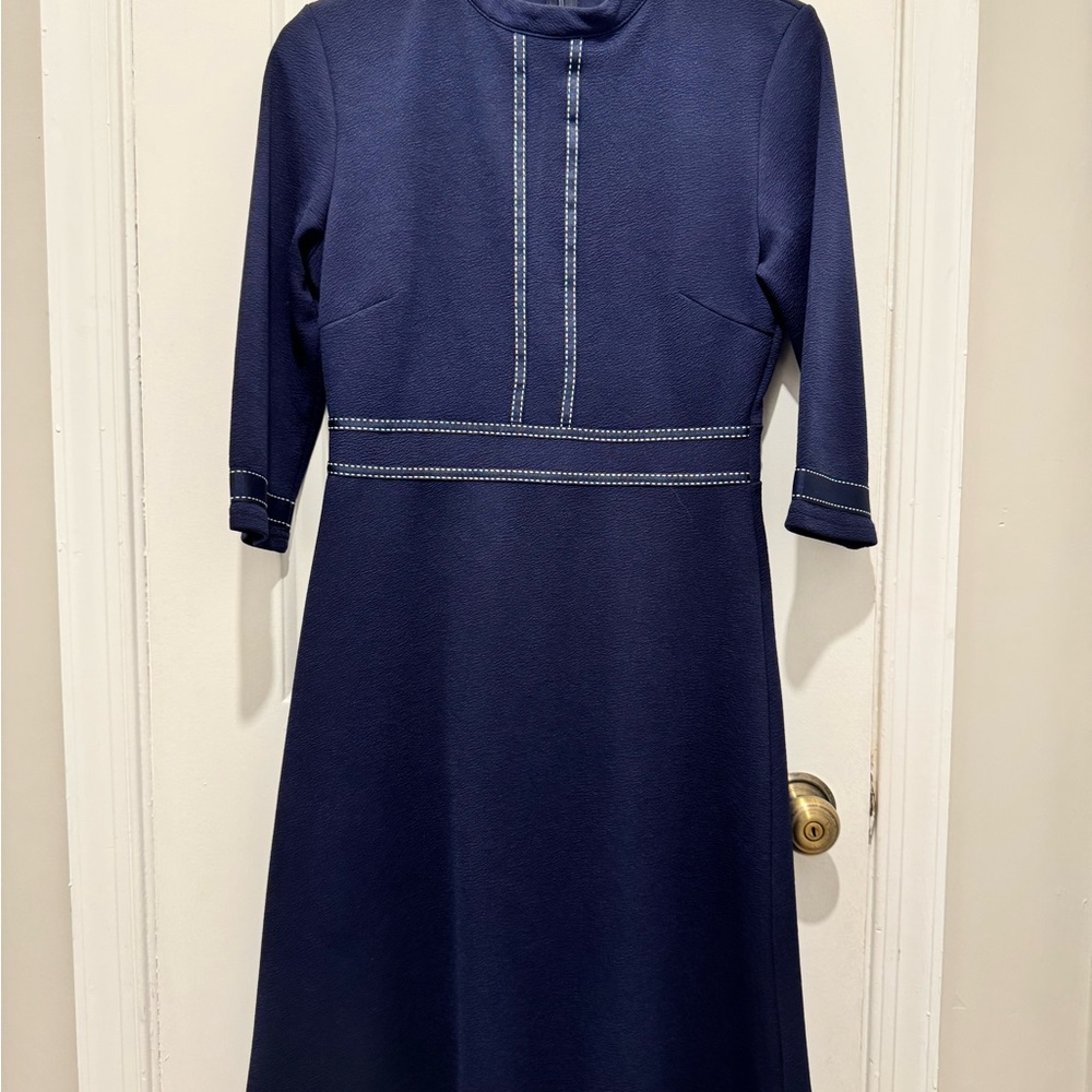 Chic Long Sleeve Navy Dress